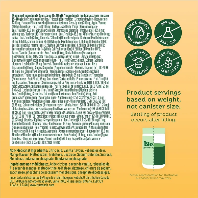 Bloom Nutrition - Greens & Superfoods, Mango | 137 g