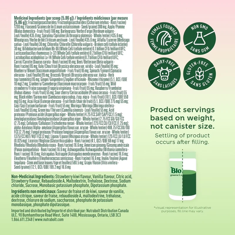 Bloom Nutrition - Greens & Superfoods, Strawberry Kiwi | 146.5 g