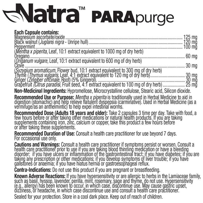 Natra - PARApurge | 60 Capsules
