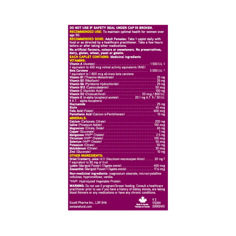 Swiss Natural - Total One Multivitamin Women 50+ | 90 Caplets