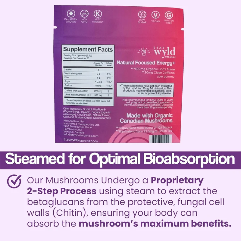 Stay Wyld - Focused Energy Mushroom Gummies | 30 Gummies