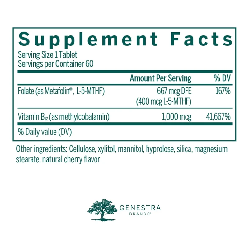 Genestra - Active Chewable B12+L-Methylfolate | 60 Tablets