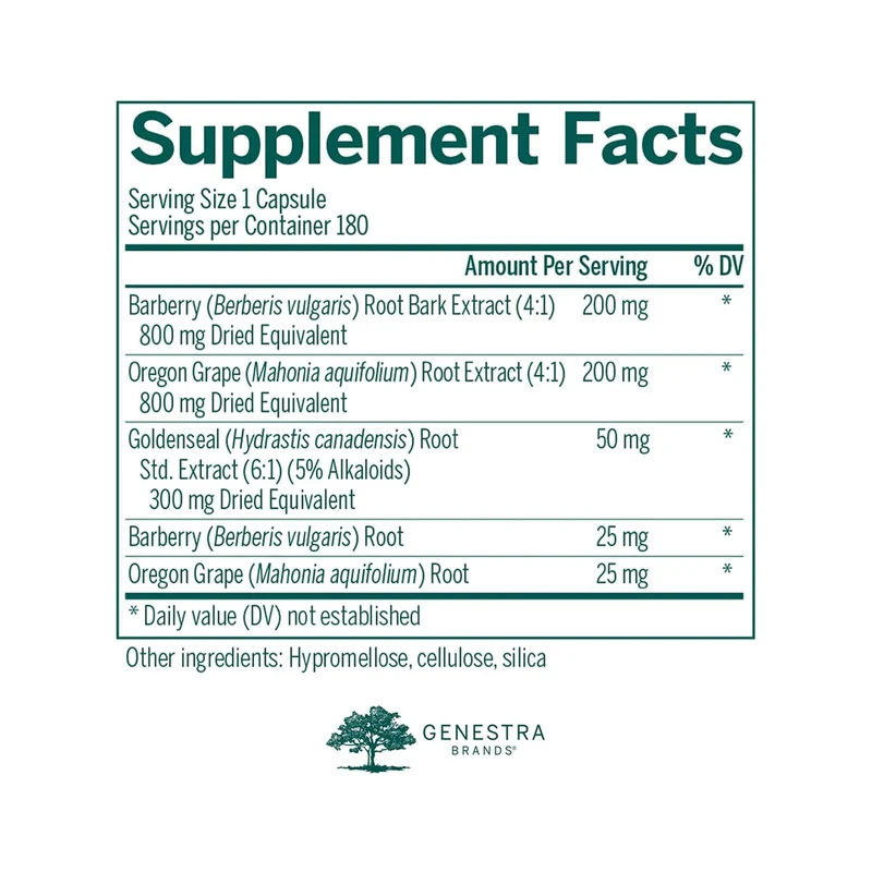 Genestra - Berberis Formula | 180 Capsules