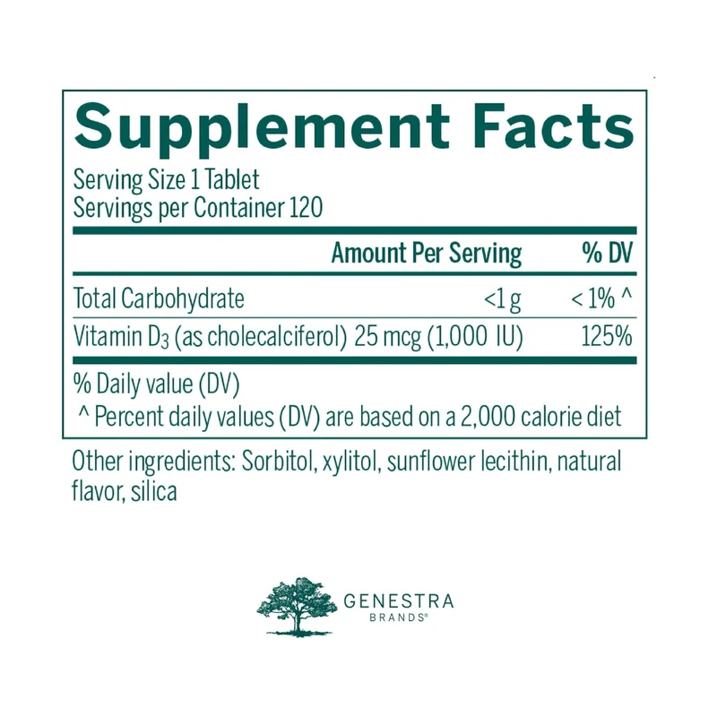 Genestra - D3 1000 Chewable | 120 Tablets