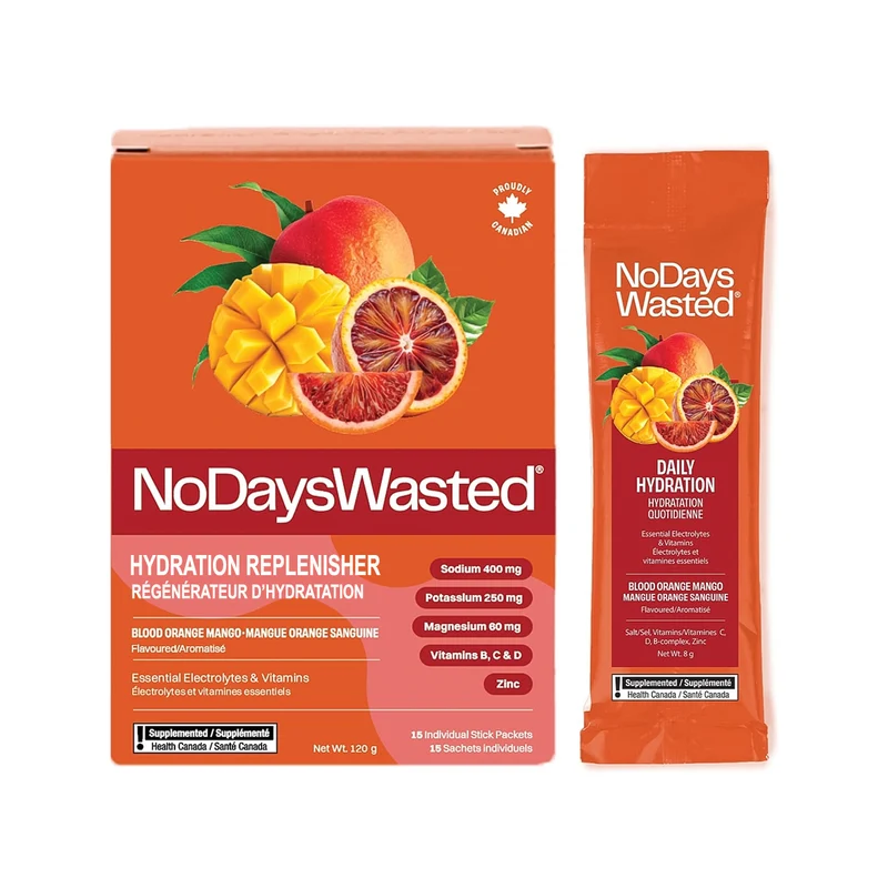 No Days Wasted - Hydration Replenisher, Blood Orange Mango | 15 Packets