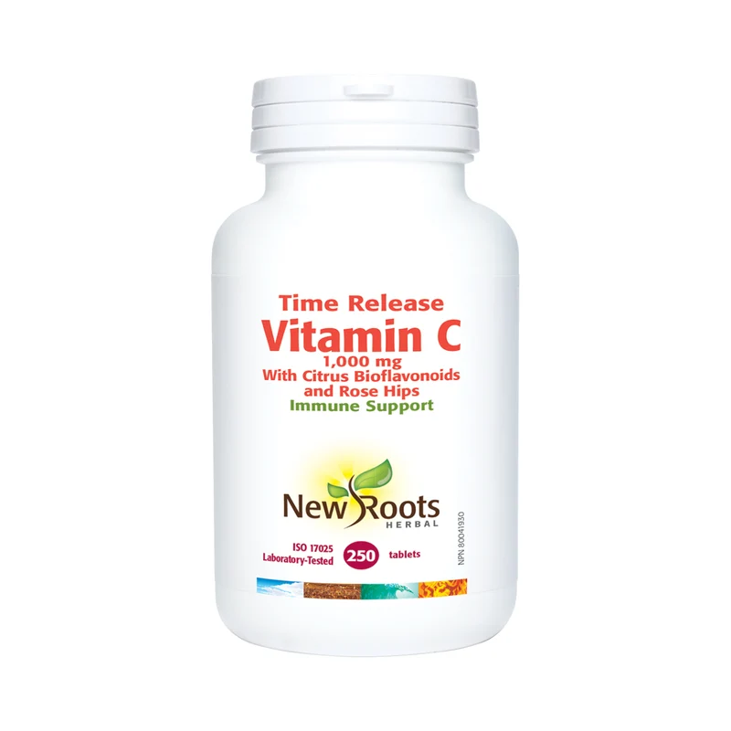 New Roots - Time Release Vitamin C 1,000 mg With Citrus Bioflavonoids And Rose Hips | 250 Tablets