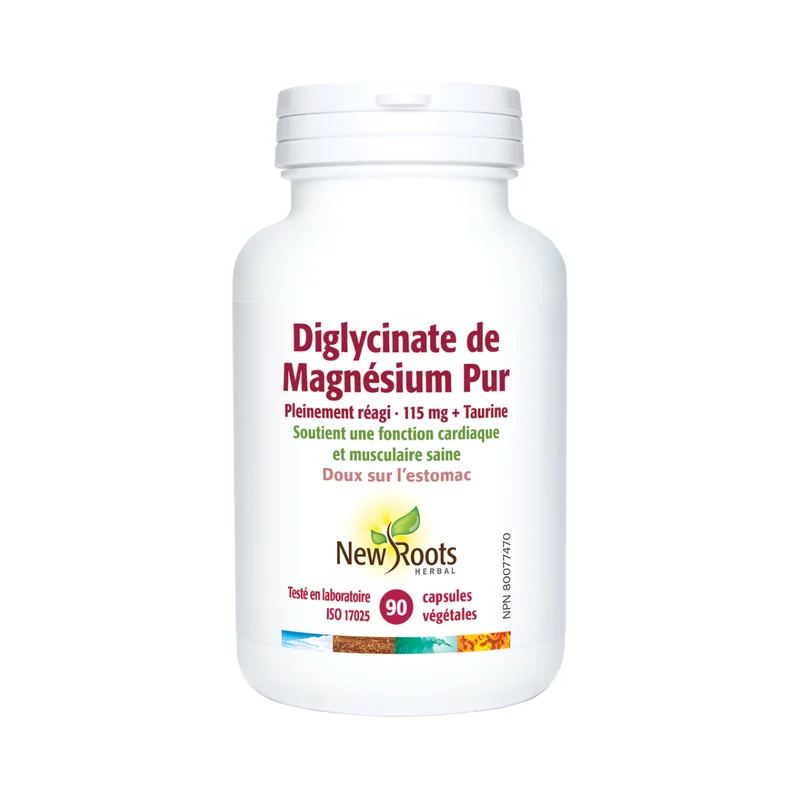 New Roots - Pure Magnesium Bisglycinate Fully Reacted 115 mg Taurine | 90 Capsules