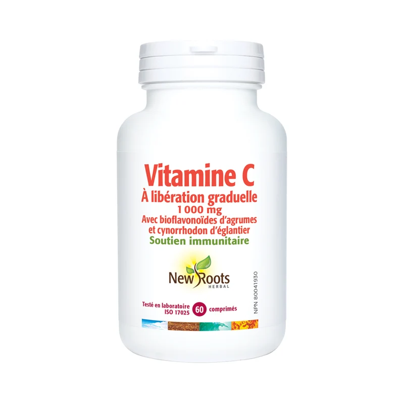 New Roots - Time Release Vitamin C 1,000 mg With Citrus Bioflavonoids And Rose Hips | 60 Tablets