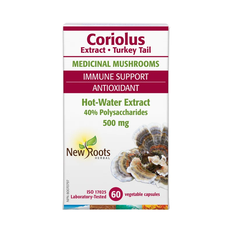 New Roots - Coriolus Turkey Tail 500 mg Hot-Water Extract | 60 capsules