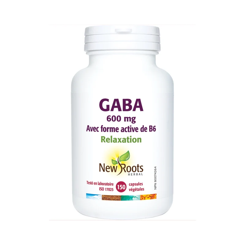 New Roots - GABA 600 mg With Active-Form B6 | New Size 150 capsules
