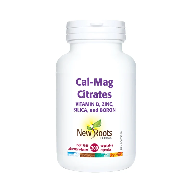New Roots - Cal-Mag Citrates Vitamin D, Zinc, Silica, and Boron | 200 capsules