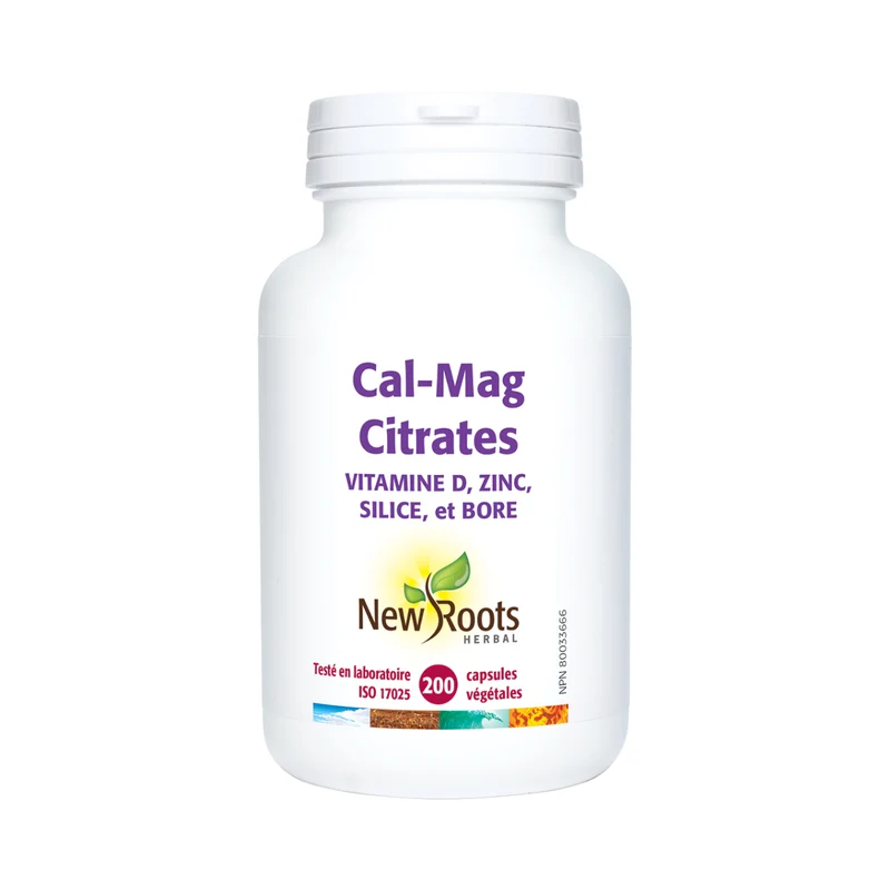 New Roots - Cal-Mag Citrates Vitamin D, Zinc, Silica, and Boron | 200 capsules