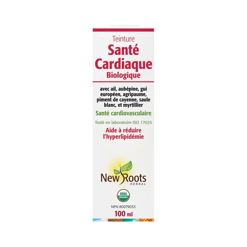 New Roots - Organic Cardiac Health Tincture With Garlic, Hawthorn, European Mistletoe, Motherwort, Cayenne, White Willow, and Bilberry | 100 mL