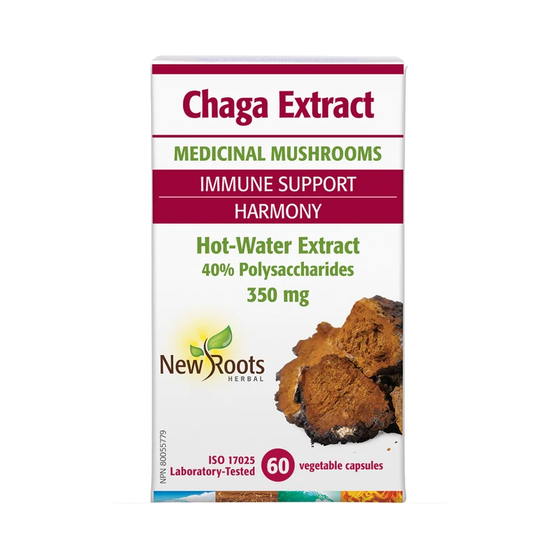 New Roots - Chaga Extract 350 mg Hot Water Extract | 60 capsules