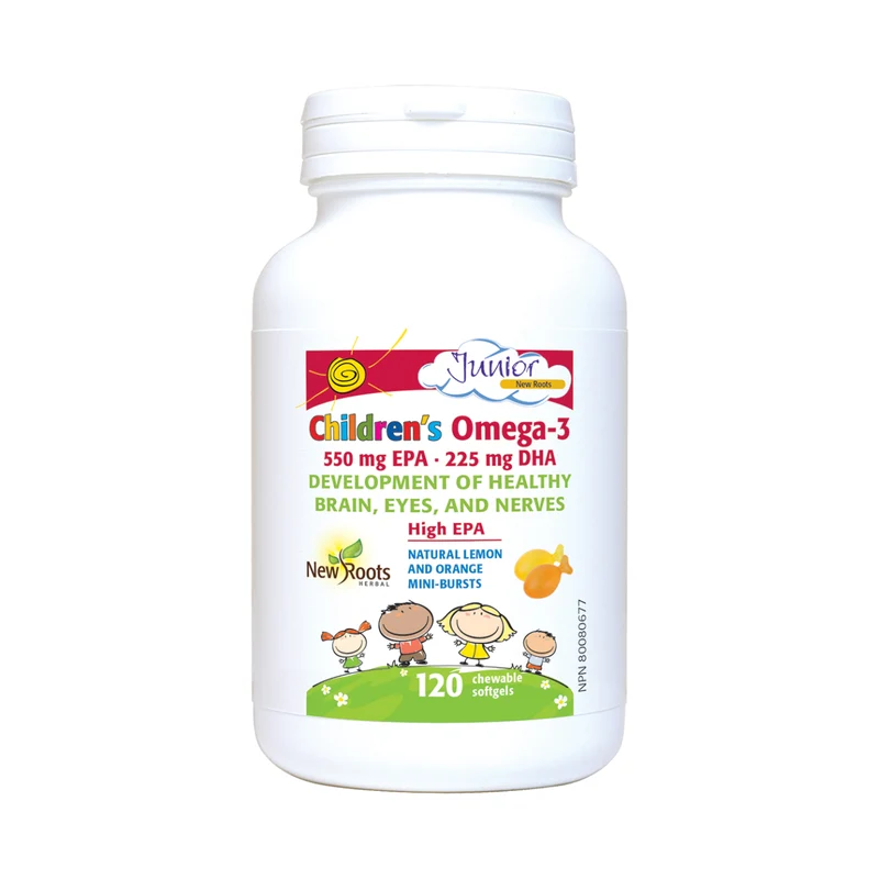 New Roots - Children’s Omega-3 550 mg EPA 225 mg DHA, Ultrapure, Pharmaceutical Grade | 120 chewable softgels