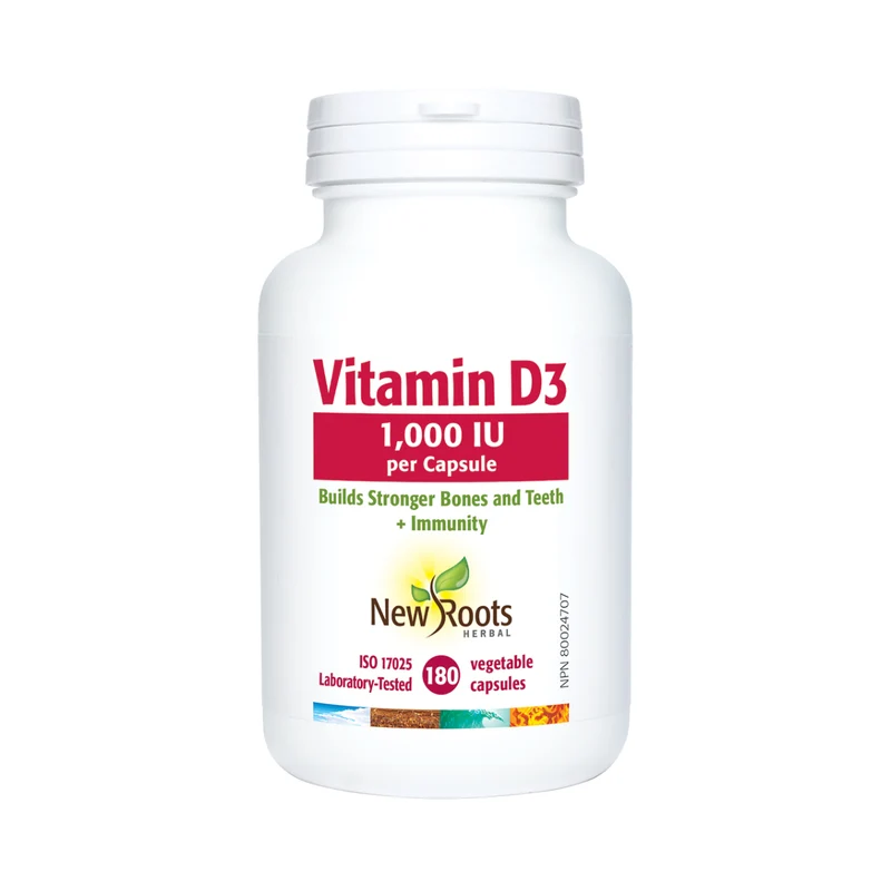 New Roots - Vitamin D3 1,000 IU | 180 Capsules
