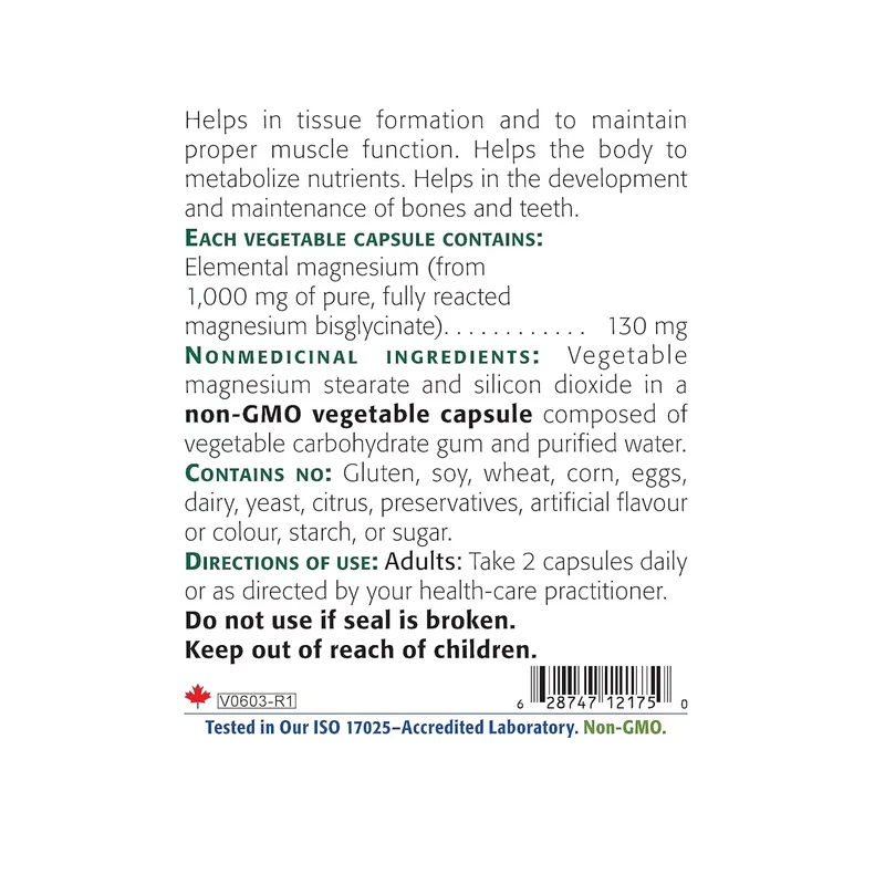 New Roots - Pure Magnesium Bisglycinate | 60 Vegetable Capsules