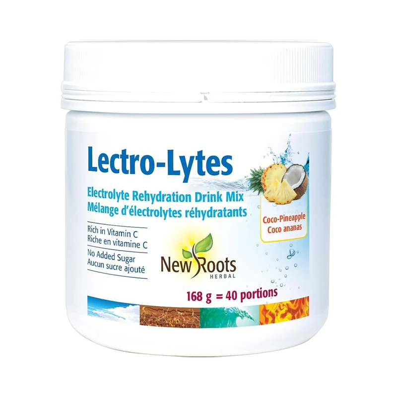 New Roots - Lectro-Lytes Electrolyte Rehydration Drink Mix, Coco-Pineapple | 168 g = 40 Portions*