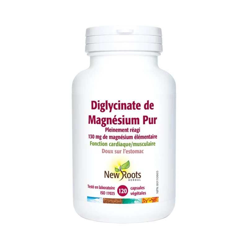 New Roots - Pure Magnesium Bisglycinate Fully Reacted 130 mg Elemental Magnesium | 120 Capsules