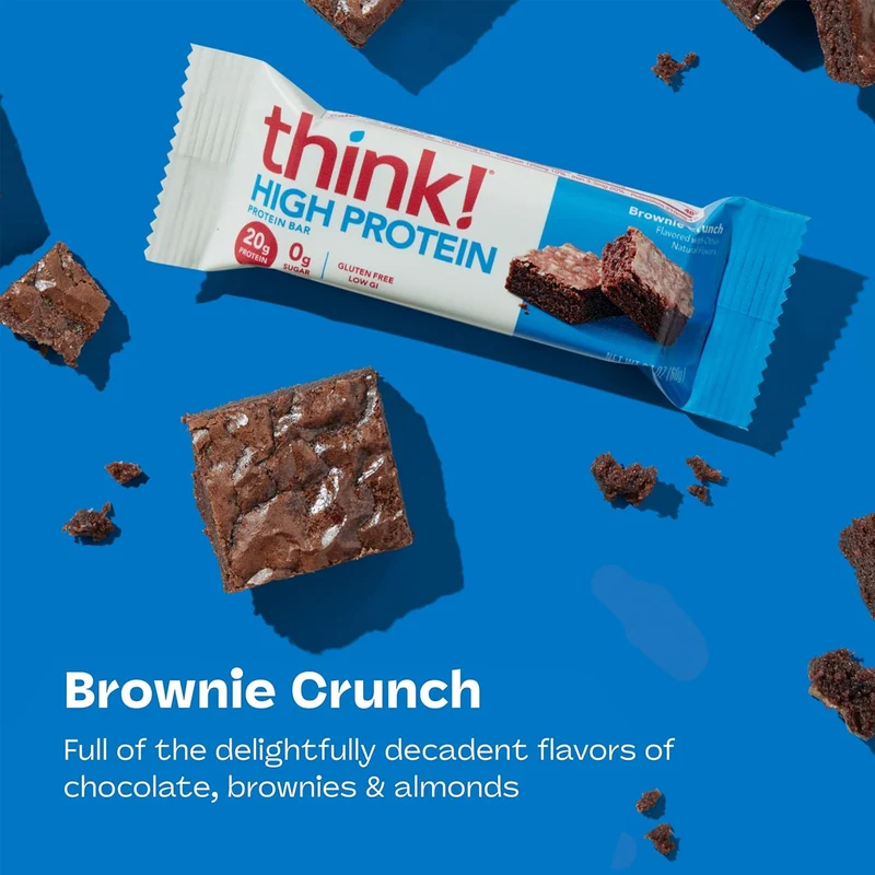 think! - High Protein Bar No Sugar Added, Brownie Delight | 60 g