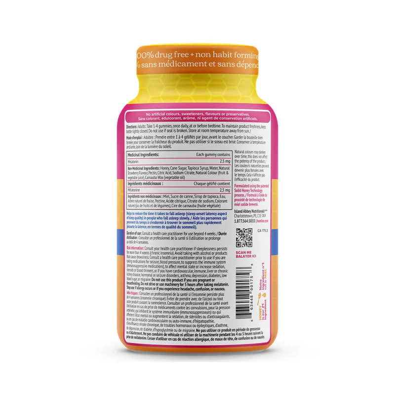 Honibe - Melatonin, Strawberry Flavour | 50 Gummies