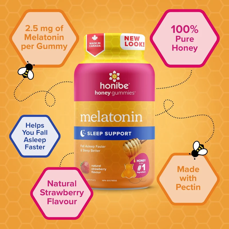 Honibe - Melatonin, Strawberry Flavour | 50 Gummies