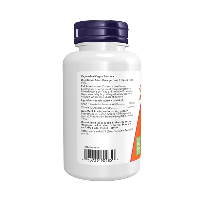 NOW - PABA with Vitamin C 500 mg | 100 Caps