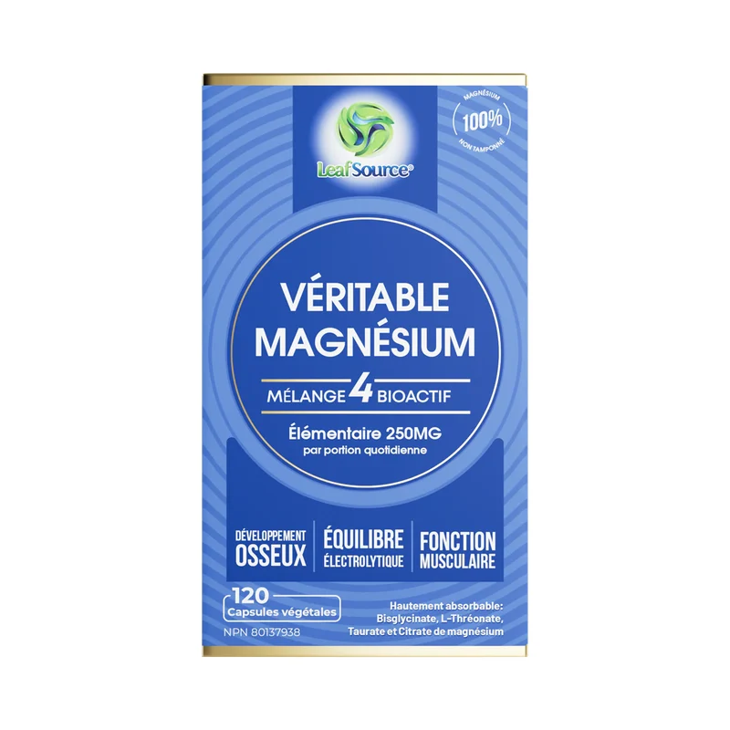 Leaf Source - Real Magnesium 250 mg BioActive 4 Blend | 120 Veggie Capsules