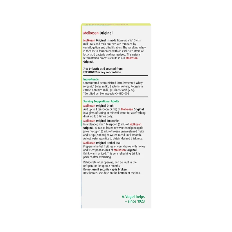 A.Vogel - Molkosan Original - Source of Lactic Acid and Potassium | 200 mL