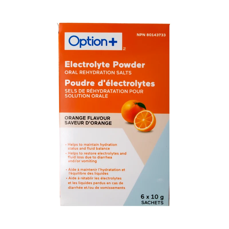 Option+ Electrolyte Powder, Orange Flavour | 6 x 10 g Sachets