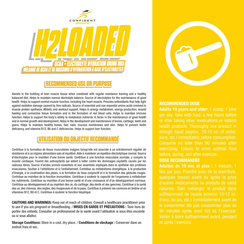 Confident Sports - H2Loaded BCAA Electrolyte Drink Mix, Pineapple Coconut | 450 g