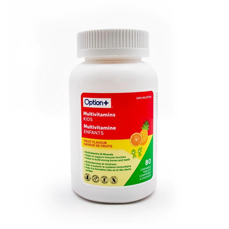 Option+ Kids Multivitamin, Fruit flavour | 80 Tablets