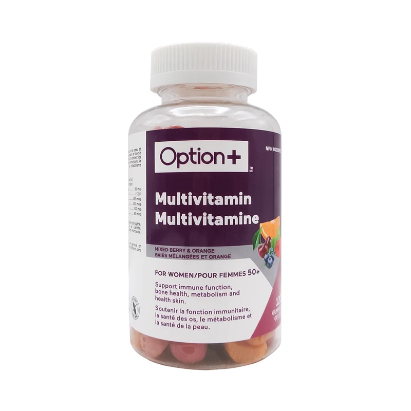 Option+ Multivitamin Gummies for Women 50+, Mixed Berry & Orange | 120 Gummies