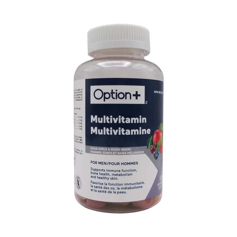 Option+ Multivitamin Gummies For Men, Sour Apple & Mixed Berry | 120 Gummies