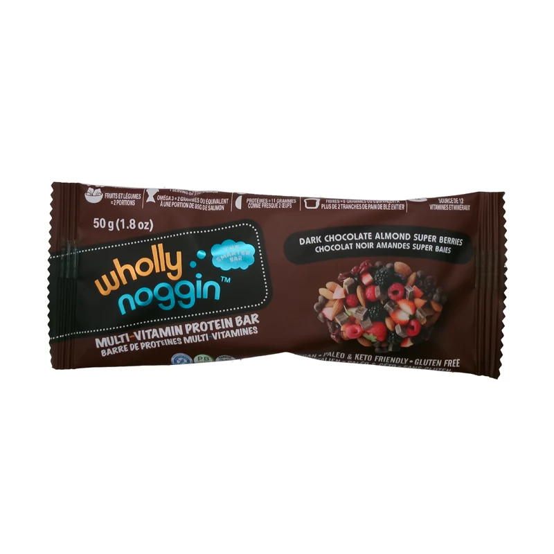 Wholly Noggin - Multi-Vitamin Protein Bar, Dark Chocolate Almond Super Berries | 45 g