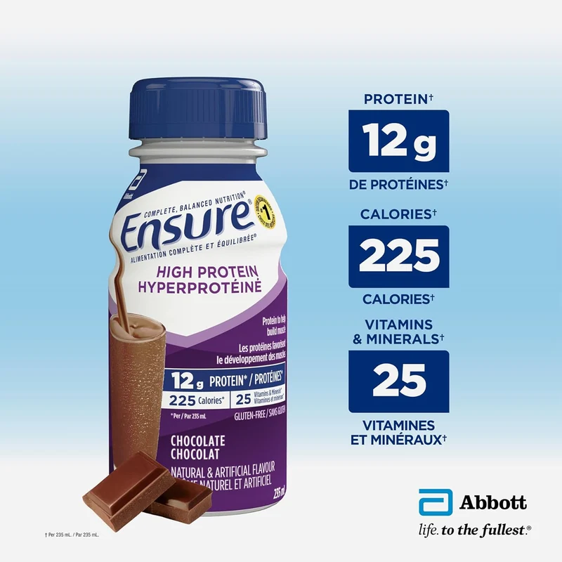 Ensure - High Protein - Gluten Free Meal Replacement Drink, Chocolate Flavour | 6 X 235 mL