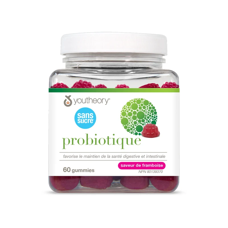 Youtheory - Zero Sugar Probiotic Gummies, Raspberry | 60 Gummies