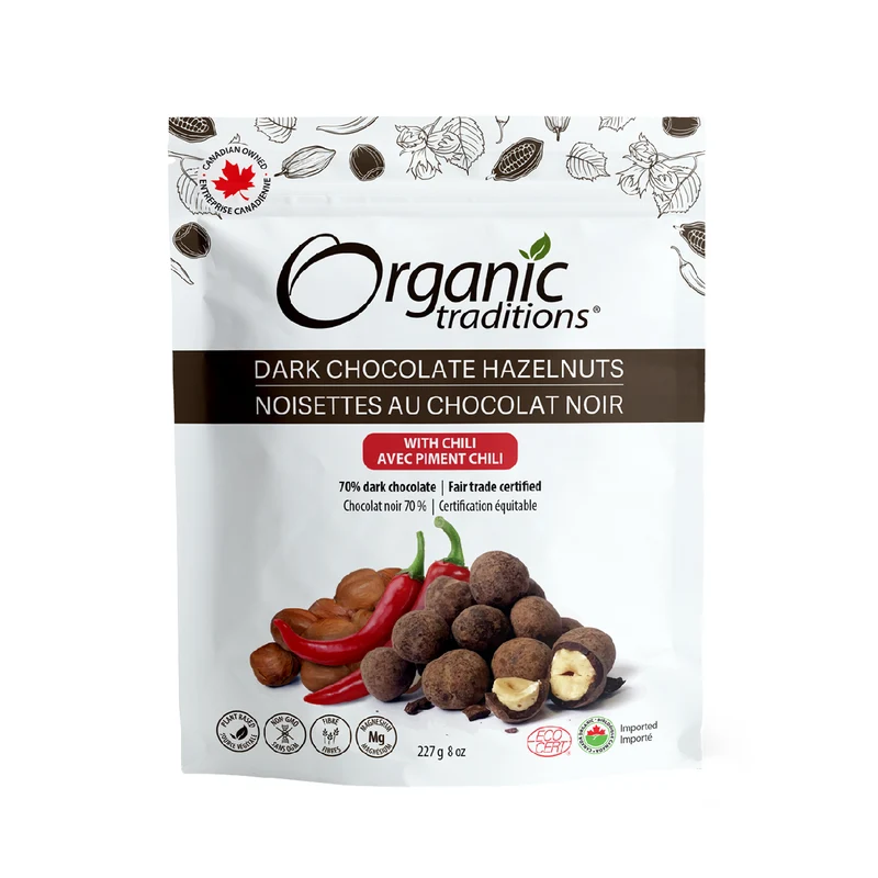 Organic Traditions - Hazelnuts, Dark Chocolate with Chili | 227 g