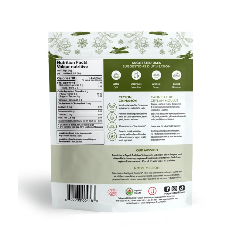 Organic Traditions - Ceylon Cinnamon Powder | 227 g
