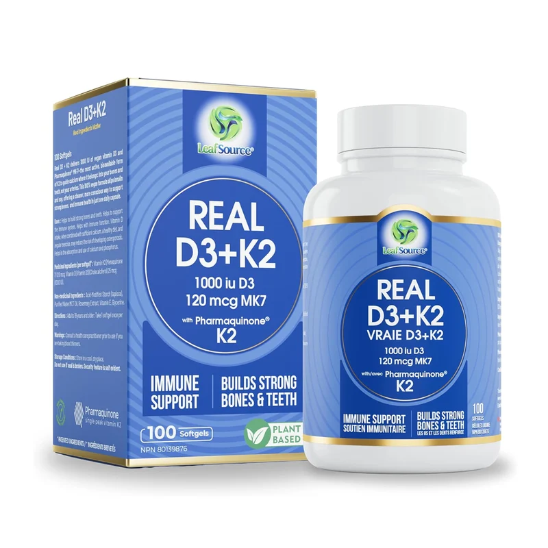 Leaf Source - Real Vitamin D3+K2 | 100 Softgels
