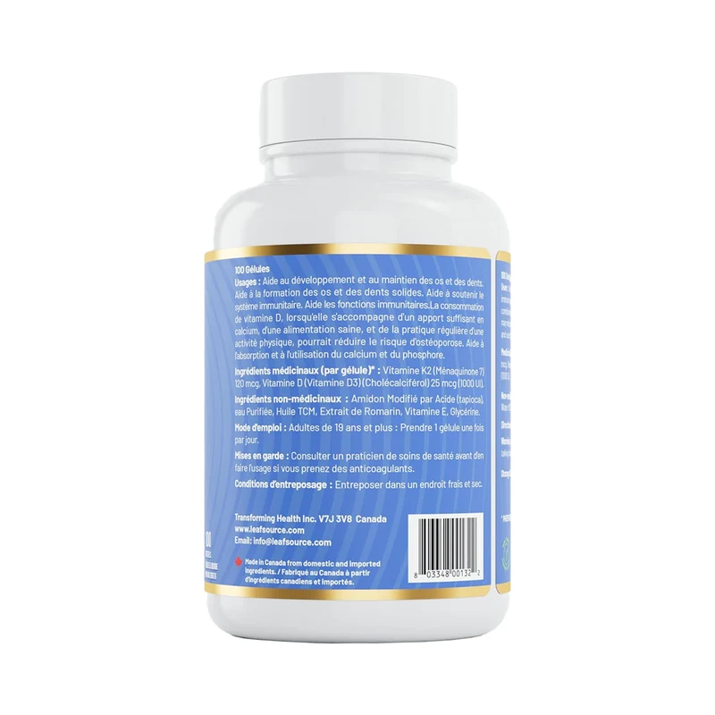 Leaf Source - Real Vitamin D3+K2 | 100 Softgels