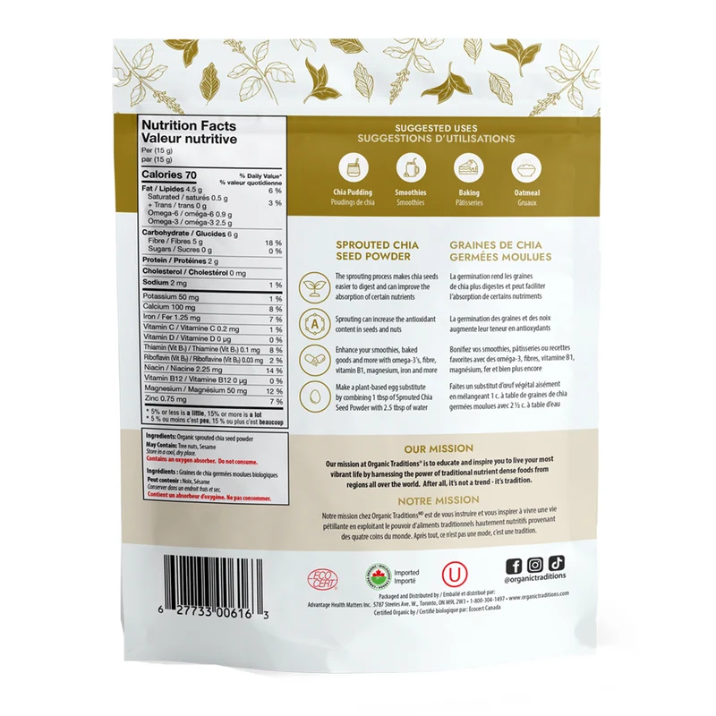 Organic Traditions - Sprouted Chia Seed Powder | 227 g