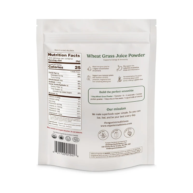 Organic Traditions - Wheat Grass Juice Powder | 150 g