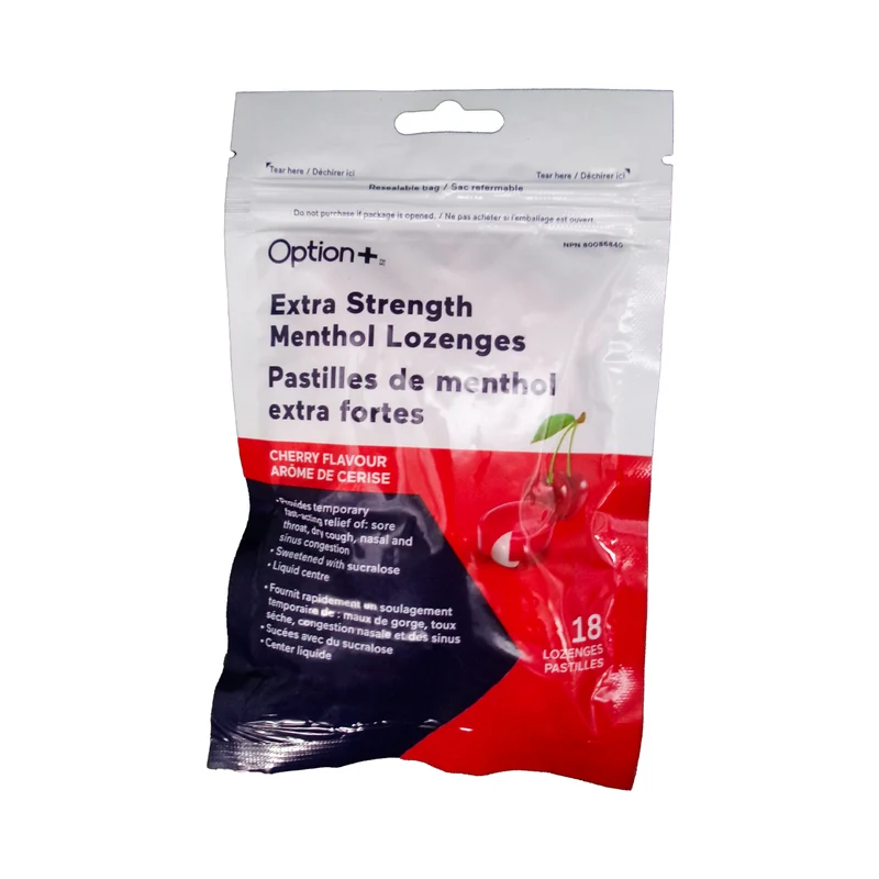 Option+ Extra Strength Menthol Lozenges, Cherry | 18 Lozenges