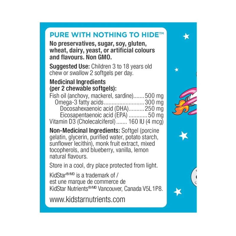 KidStar Nutrients - Omega 3 250mg DHA | 120 Tablets