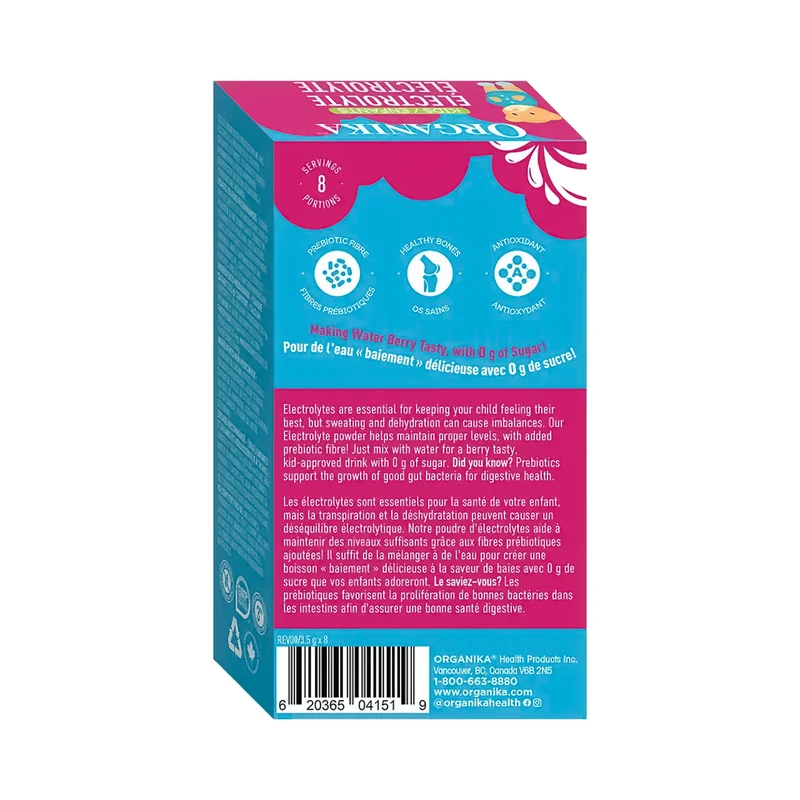 Organika - Kids Electrolyte Sticks, Raspberry Rush | 8 Satchets x 3.5g