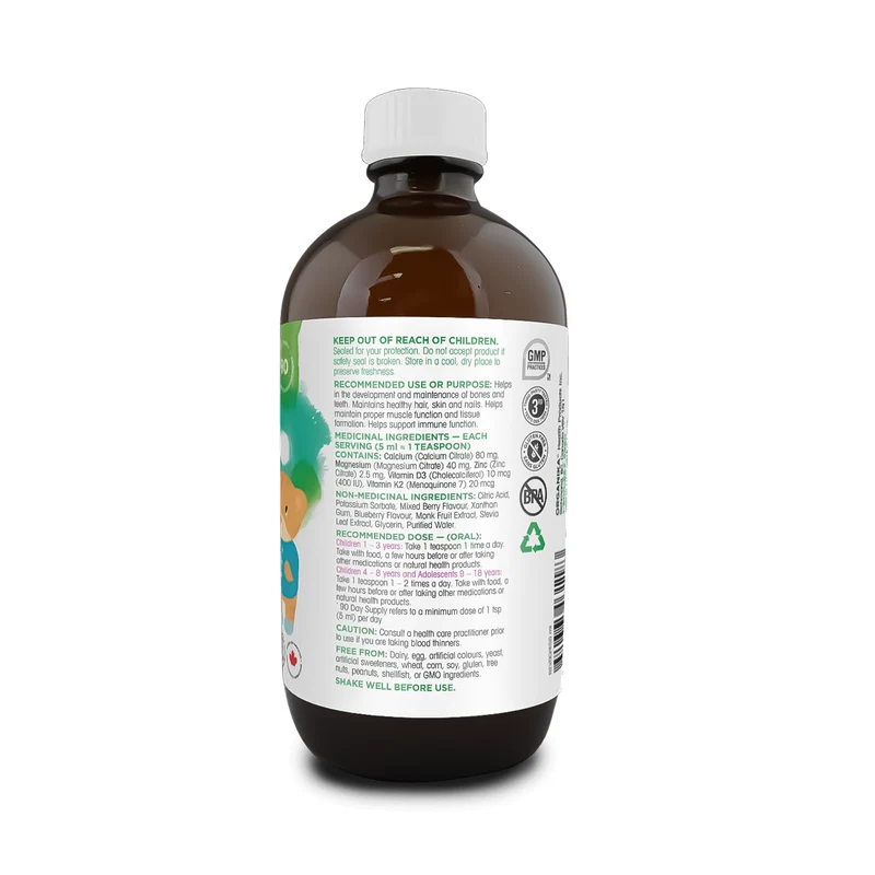 Organika - Kids Liquid Calcium, Mixed Berry Flavour | 450 mL