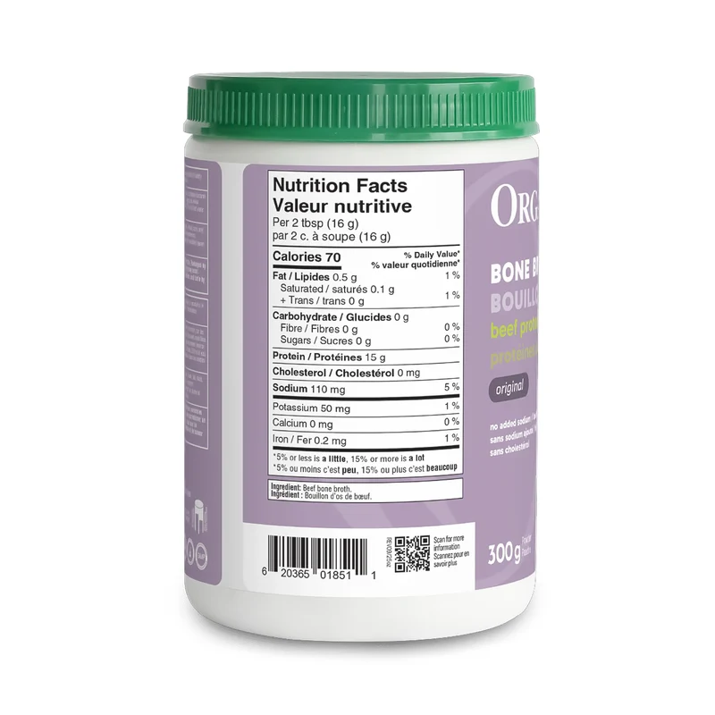 Organika - Beef Bone Broth Protein Powder, Original | 300 g