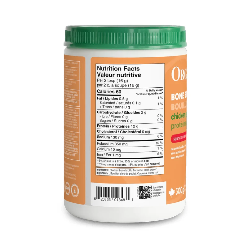 Organika - Chicken Bone Broth Protein Powder, Spicy Turmeric | 300 g