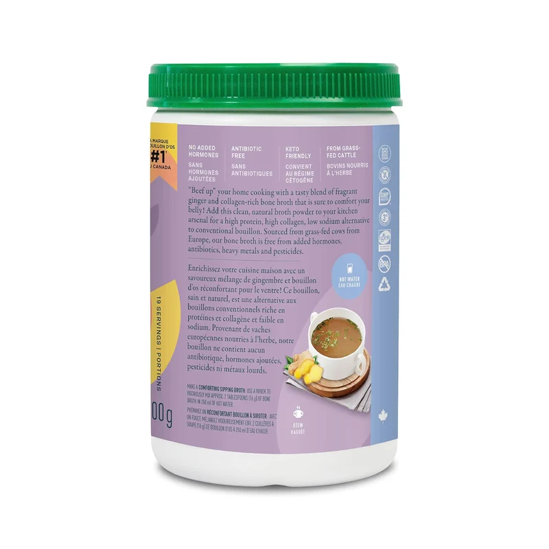 Organika - Beef Bone Broth Protein Powder, Ginger | 300 g